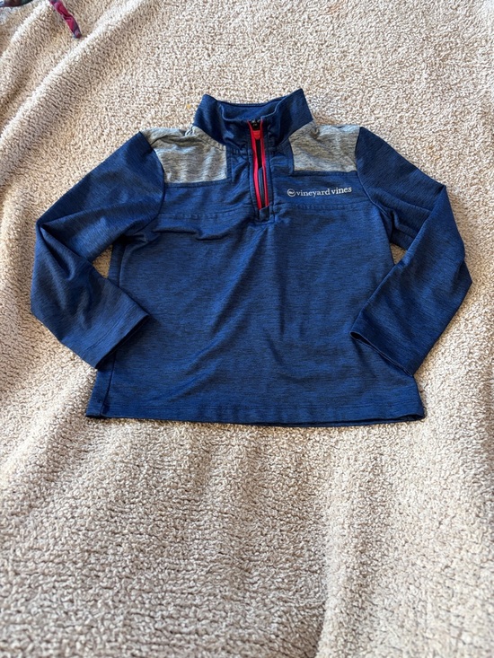 Vineyard Vines Other - B61 3t Vineyard Vines Navy & Gray Quarter-Zip Hoodie with Red Zip